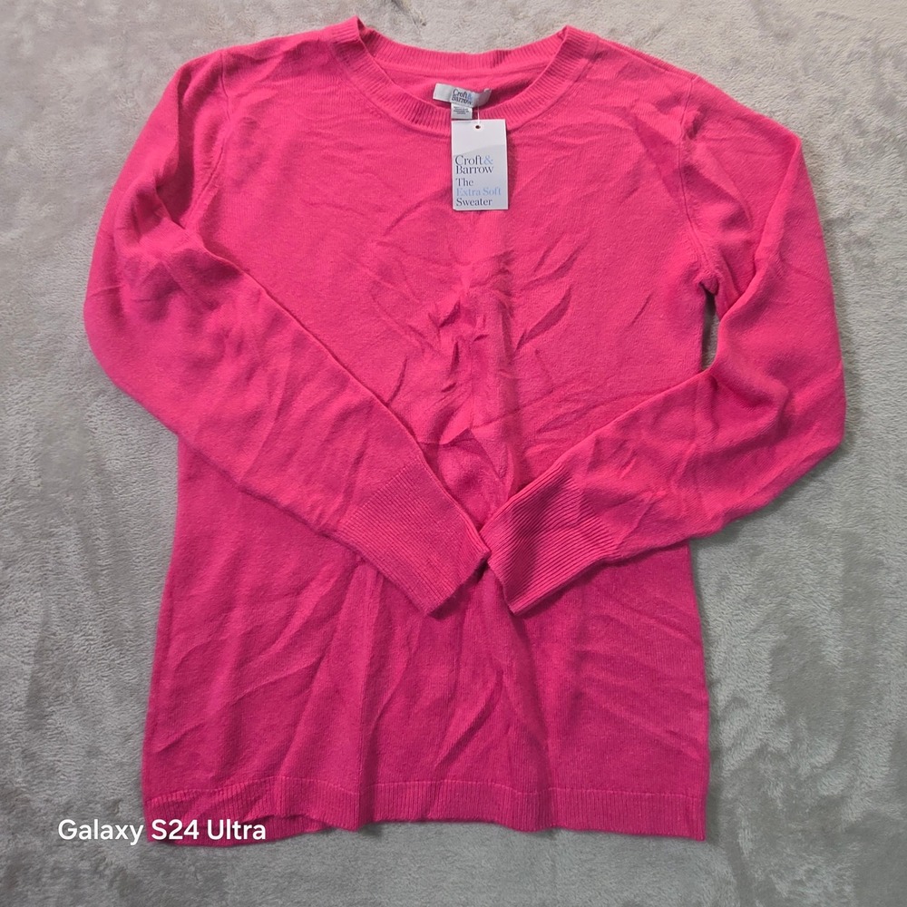 Craft & Barrow Extra Soft Sweater Burma Pink Crew Neck Long Sleeve Small NWT